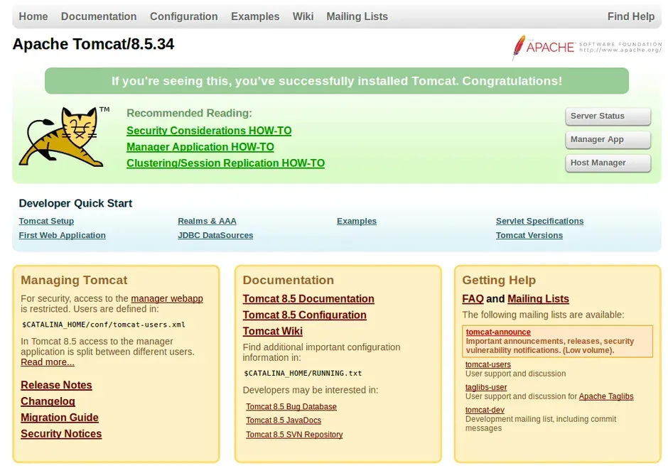 Tomcat Startseite